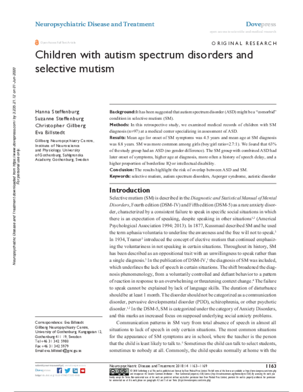 (PDF) Children with autism spectrum disorders and selective mutism