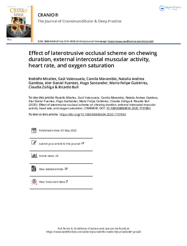 (PDF) Effect of laterotrusive occlusal scheme on chewing duration ...