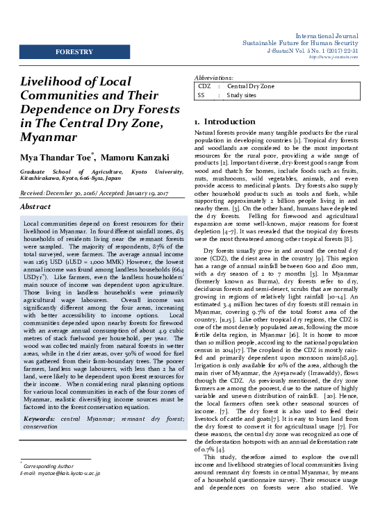 (PDF) Livelihood of Local Communities and Their Dependence on Dry ...