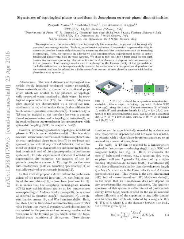 (PDF) Signatures of topological phase transitions in Josephson current ...