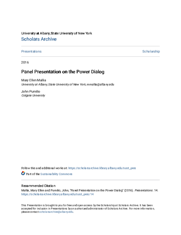 (PDF) Panel Presentation on the Power Dialog