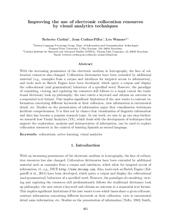 (PDF) Improving the use of electronic collocation resources by visual ...