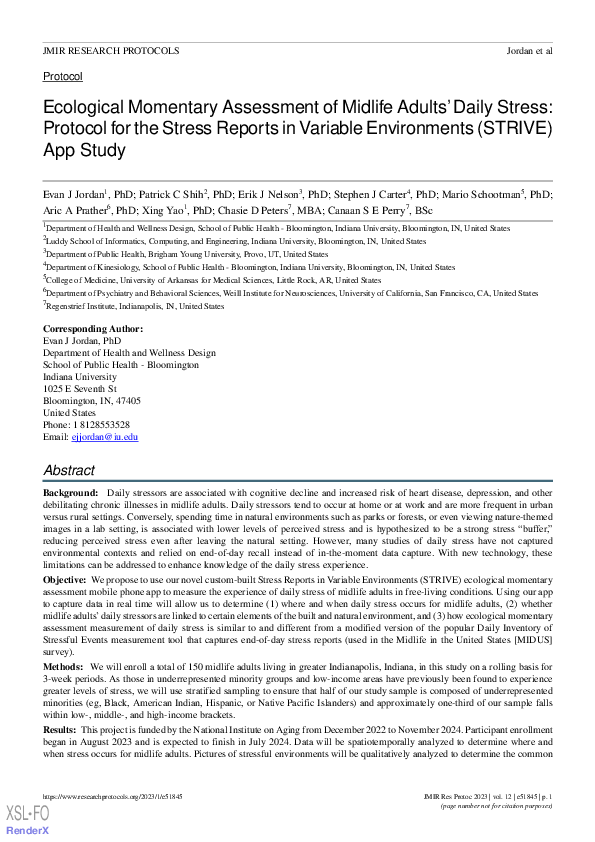 (PDF) Ecological Momentary Assessment of Midlife Adults' Daily Stress ...