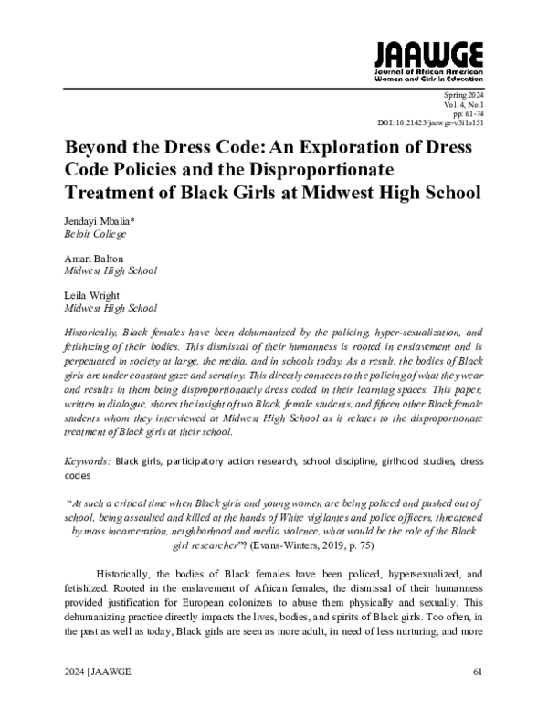 (PDF) Beyond the Dress Code: An Exploration of Dress Code Policies and ...