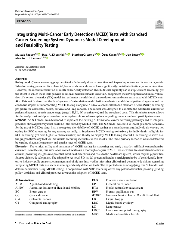 (PDF) Integrating Multi-Cancer Early Detection (MCED) Tests with ...