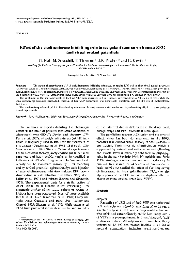 (PDF) Effect of the cholinesterase inhibiting substance galanthamine on ...