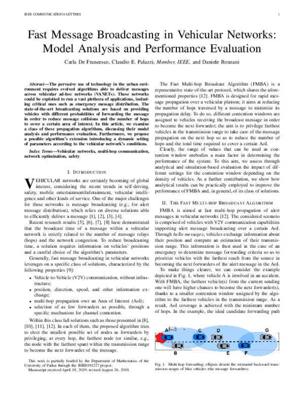 (PDF) Fast Message Broadcasting in Vehicular Networks: Model Analysis ...