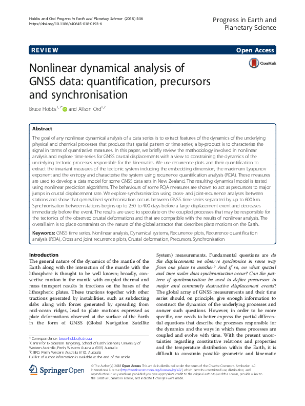 (PDF) Nonlinear dynamical analysis of GNSS data: quantification ...
