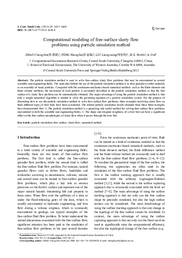 (PDF) Computational modeling of free-surface slurry flow problems using ...