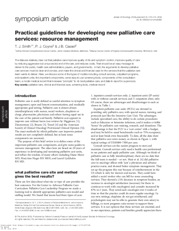(PDF) Practical guidelines for developing new palliative care services ...