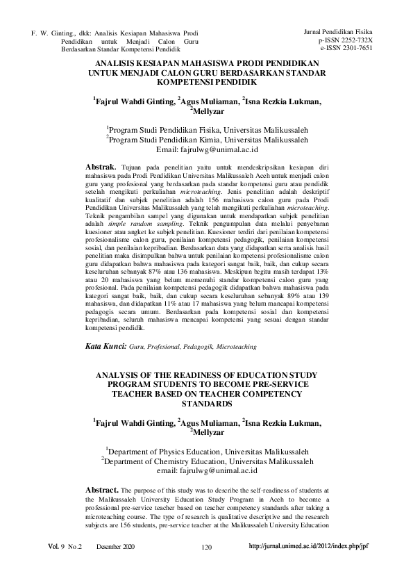 (PDF) Analysis of the Readiness of Education Study Program Students to ...