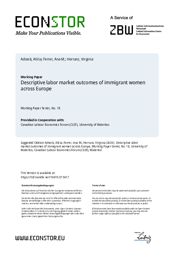 (PDF) Descriptive labor market outcomes of immigrant women across Europe
