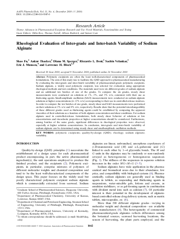 (PDF) Rheological Evaluation of Inter-grade and Inter-batch Variability ...