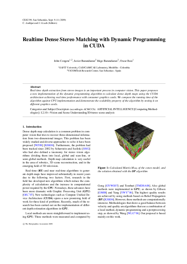 (PDF) Realtime Dense Stereo Matching with Dynamic Programming in CUDA