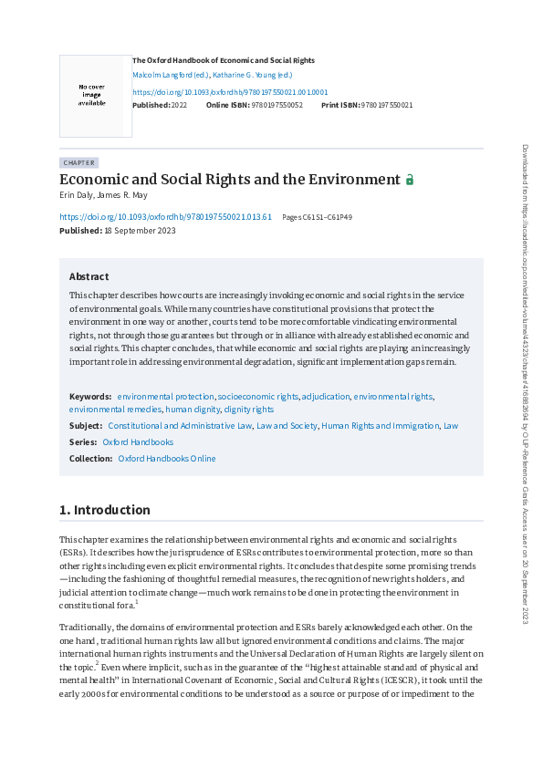 (PDF) Economic and Social Rights and the Environment