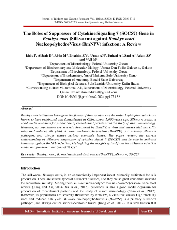 (PDF) The Roles of Suppressor of Cytokine Signaling 7 (SOCS7) Gene in ...