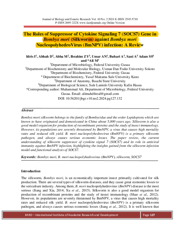 (PDF) The Roles of Suppressor of Cytokine Signaling 7 (SOCS7) Gene in ...