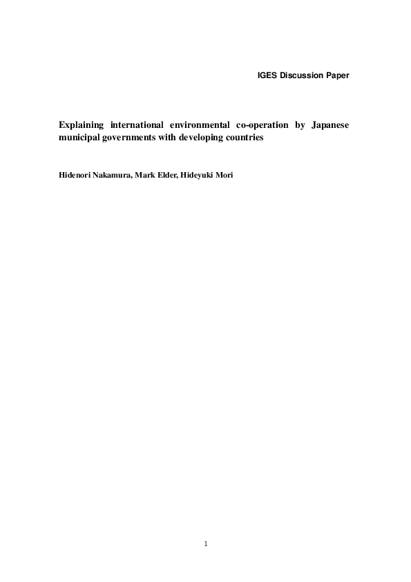 (PDF) Explaining international environmental co-operation by Japanese ...