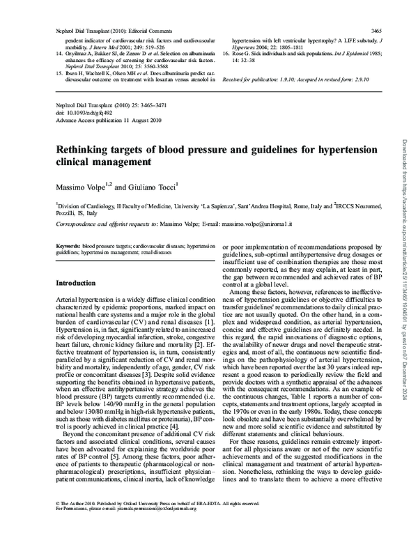 (PDF) Rethinking targets of blood pressure and guidelines for ...