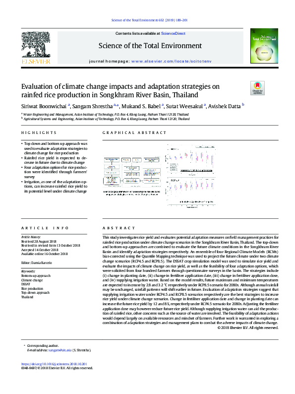 (PDF) Evaluation of climate change impacts and adaptation strategies on ...