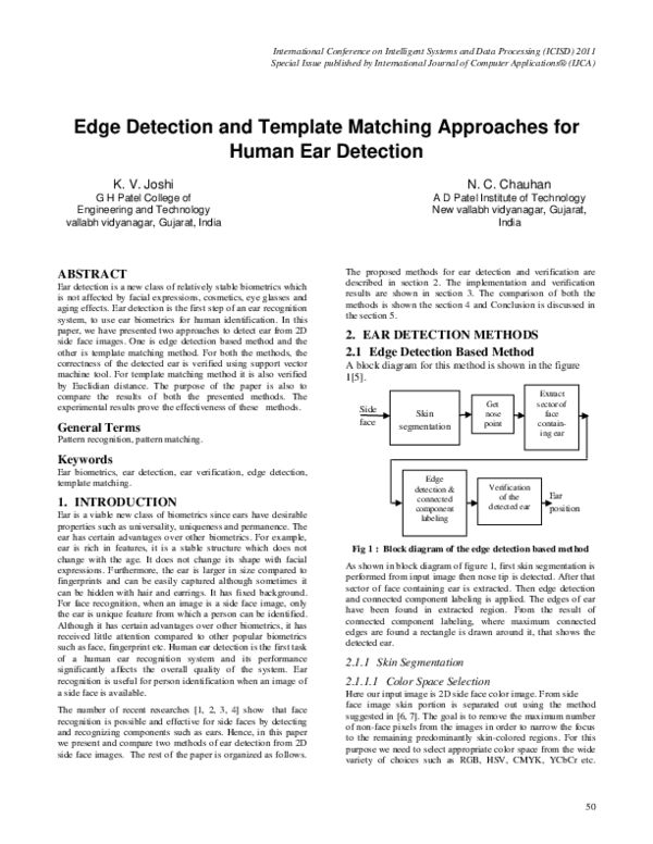 (PDF) Edge Detection and Template Matching Approaches for Human Ear ...