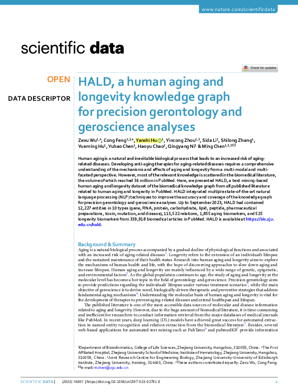 (PDF) HALD, a human aging and longevity knowledge graph for precision ...