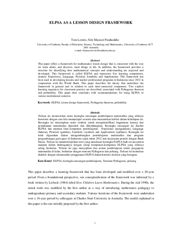 (PDF) Elpsa as a Lesson Design Framework