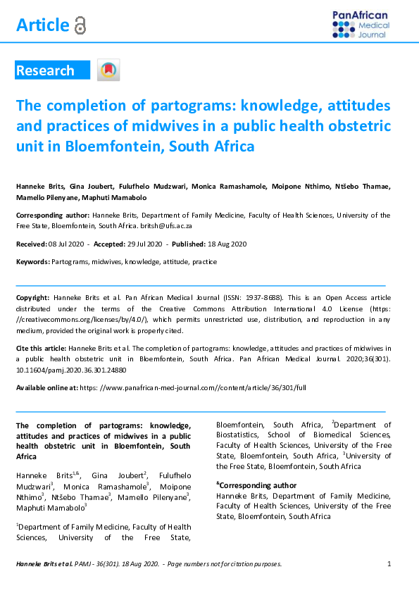 (PDF) The completion of partograms: knowledge, attitudes and practices ...
