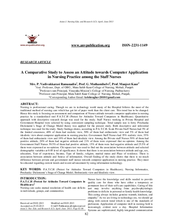 (PDF) A Comparative Study to Assess an Attitude towards Computer ...