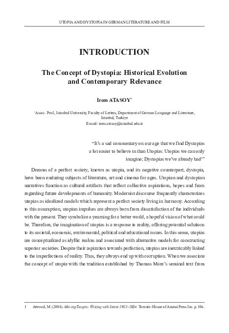 (PDF) The Concept of Dystopia: Historical Evolution and Contemporary ...