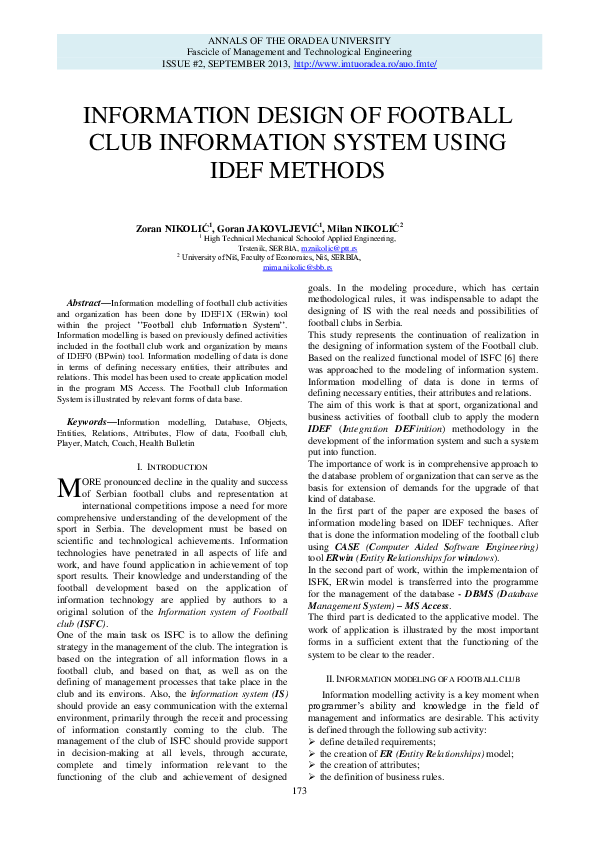 (PDF) Information Design of Football Club Information System Using Idef ...