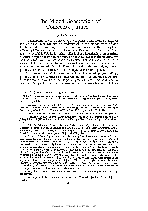 (PDF) The Mixed Conception of Corrective Justice