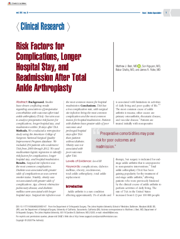 (PDF) Risk Factors for Complications, Longer Hospital Stay, and ...