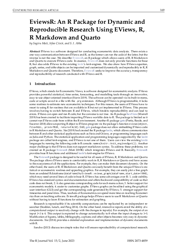 (PDF) EviewsR: An R Package for Dynamic and Reproducible Research Using ...