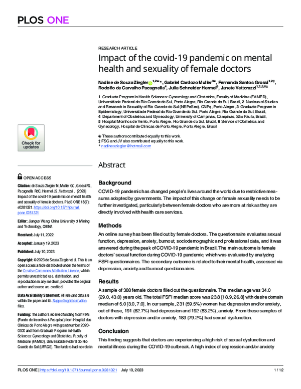 (PDF) Impact of the covid-19 pandemic on mental health and sexuality of ...
