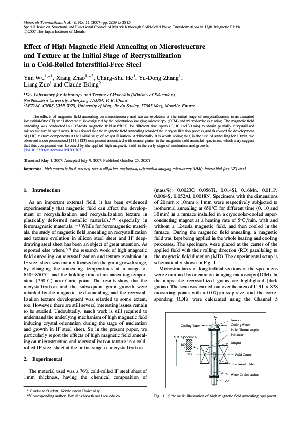 (PDF) Effect of High Magnetic Field Annealing on Microstructure and ...