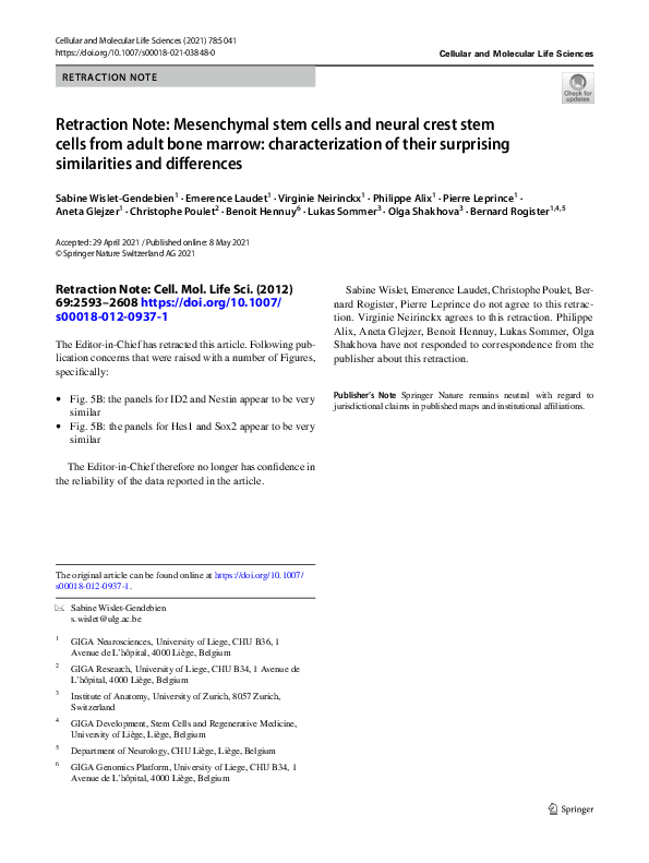 (PDF) Retraction Note: Mesenchymal stem cells and neural crest stem ...