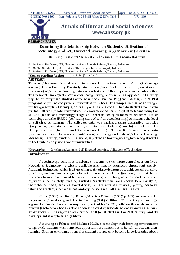 (PDF) Examining the Relationship between Students' Utilization of ...