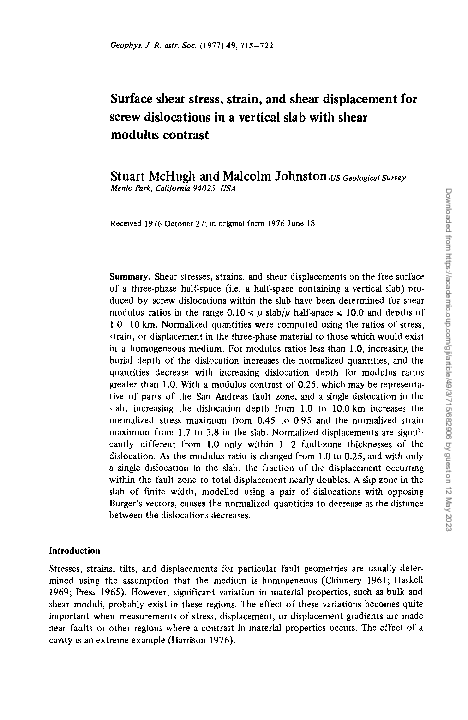 (PDF) Surface shear stress, strain, and shear displacement for screw ...