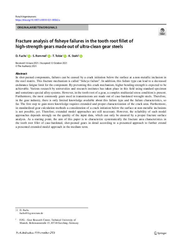 (PDF) Fracture analysis of fisheye failures in the tooth root fillet of ...