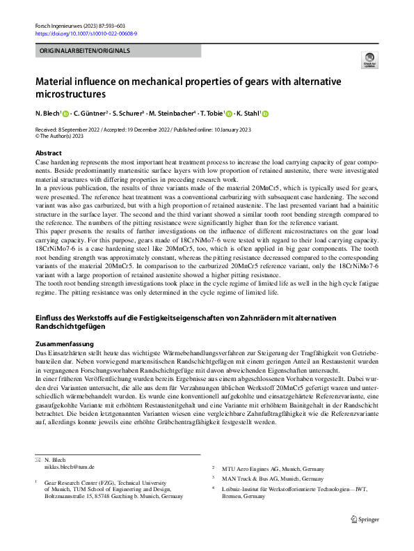 (PDF) Material influence on mechanical properties of gears with ...