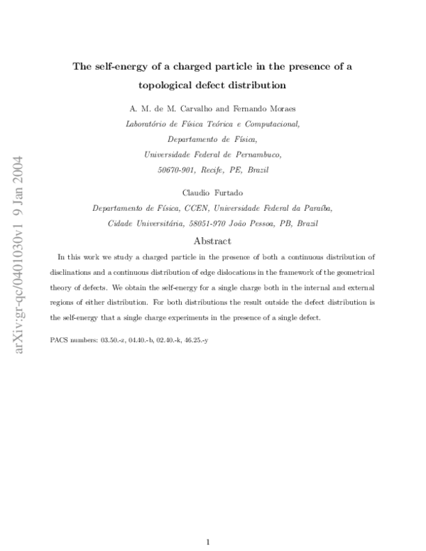 (PDF) The Self-Energy of a Charged Particle in the Presence of a ...
