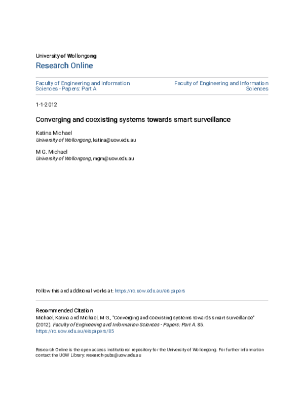 (PDF) Converging and coexisting systems towards smart surveillance