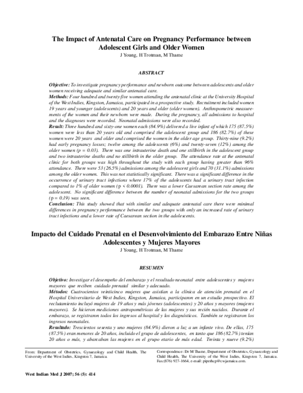 (PDF) The impact of antenatal care on pregnancy performance between ...