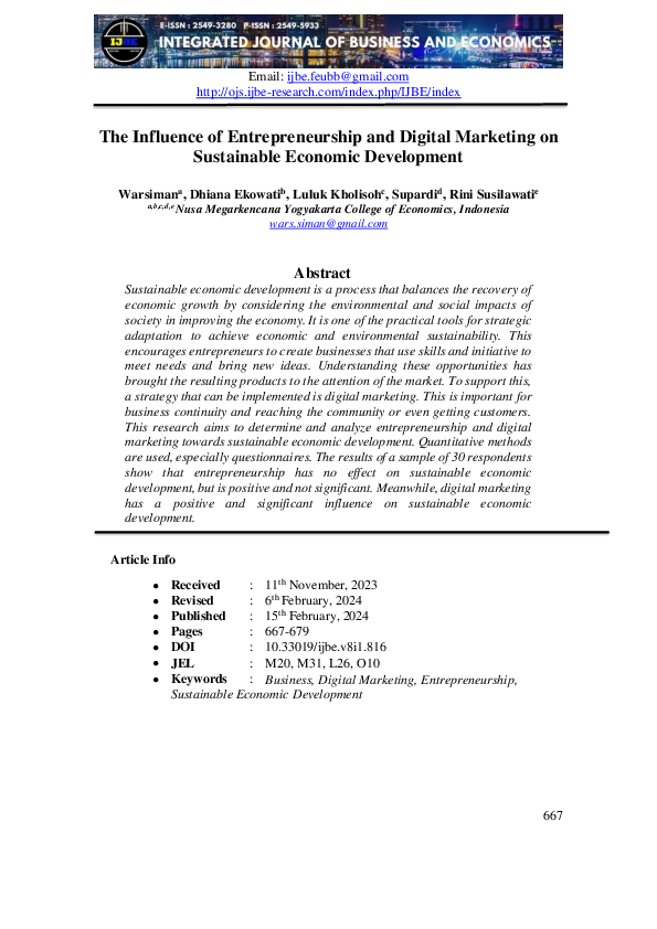 (PDF) The Influence of Entrepreneurship and Digital Marketing on ...