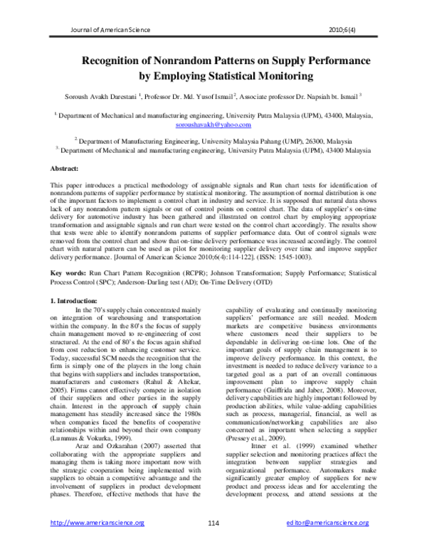 (PDF) Recognition of nonrandom patterns on supply performance by ...