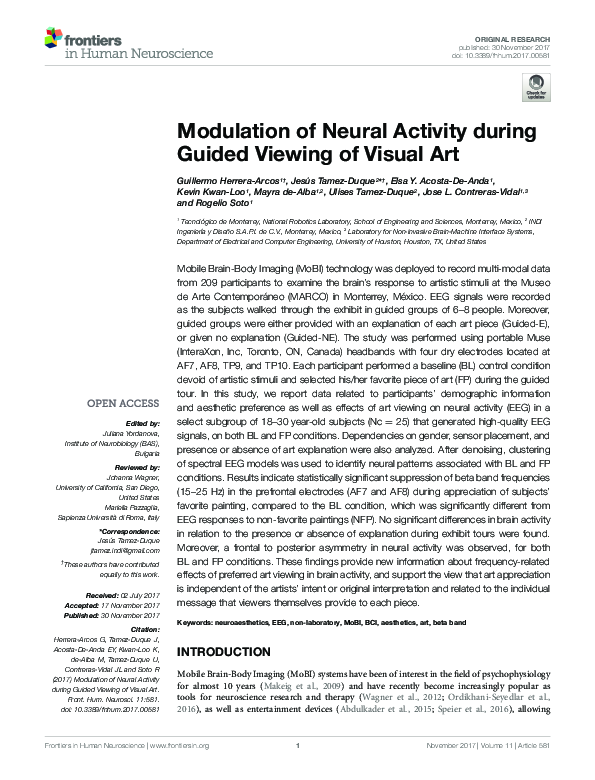 (PDF) Modulation of Neural Activity during Guided Viewing of Visual Art