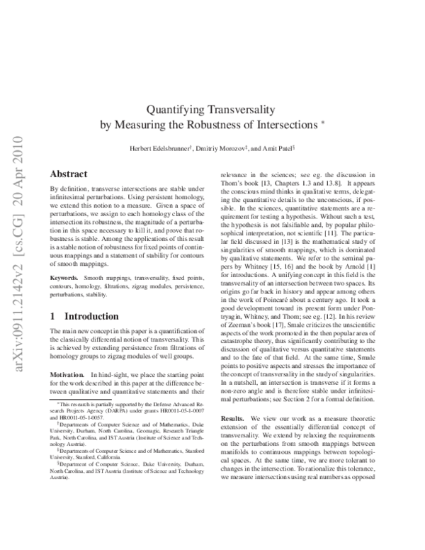 (PDF) Quantifying Transversality by Measuring the Robustness of ...
