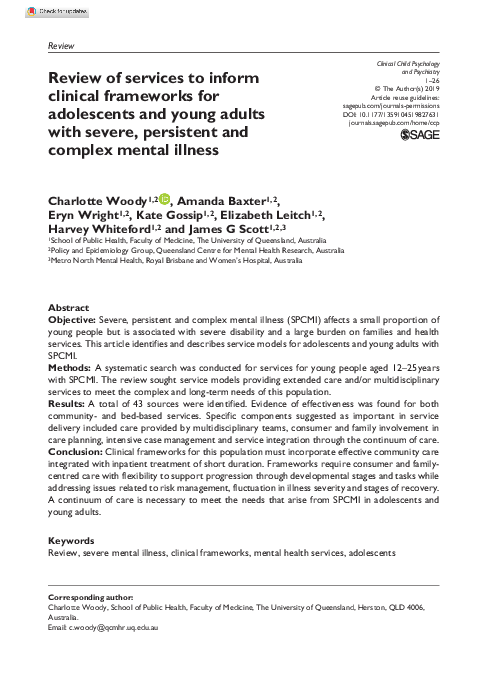 (PDF) Review of services to inform clinical frameworks for adolescents ...