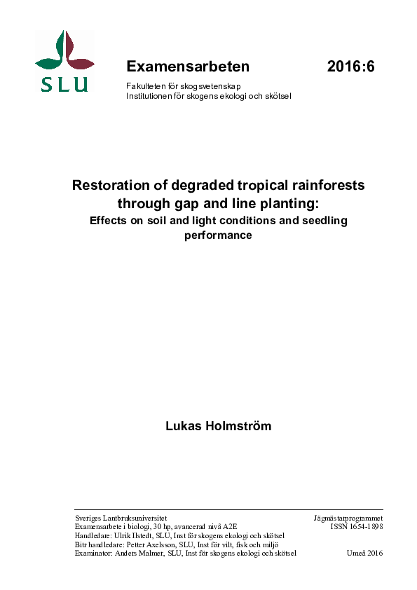 (PDF) Restoration of degraded tropical rainforests through gap and line ...